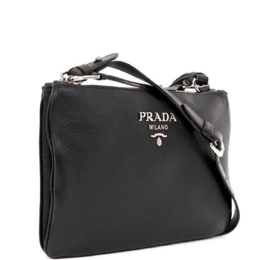 Prada♥️NEW♥️double zip Cossbody black /silver - Picture 3 of 8